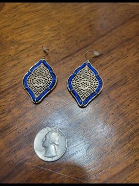 Blue Filigree Drop Earrings - Brand Unbranded